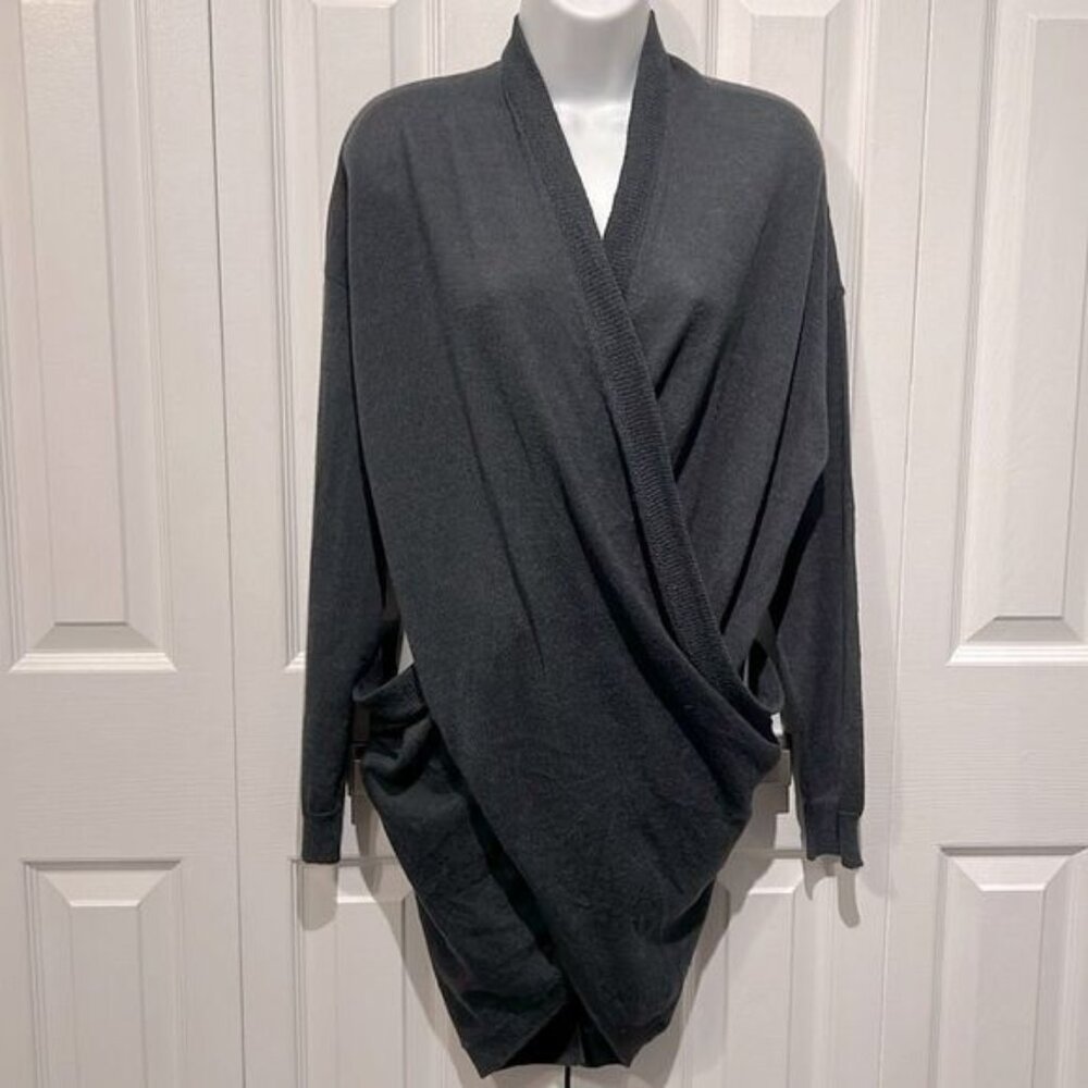 Matthildur Charcoal Grey Royal Alpaca Wrap Sweater Size M